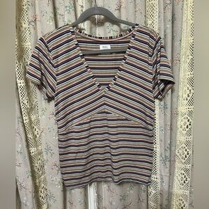 RVCA Mariner’s V-neck Striped Top Size Large (12)‎